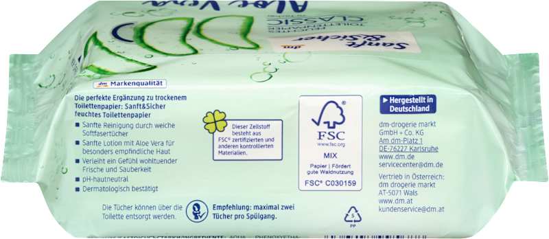 Sanft&Sicher Papier toilette humide Aloe Vera Classic 70 pc