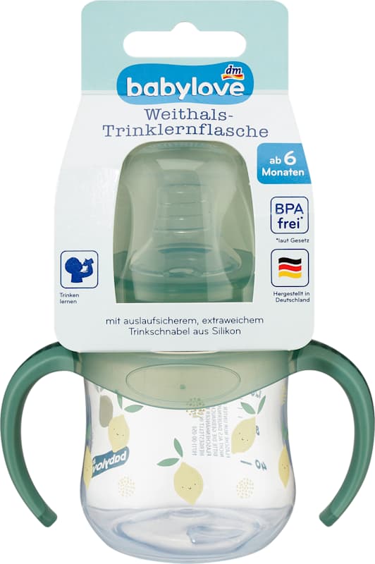babylove biberon d'apprentissage large vert dès 6 mois 150 ml 1 pièce