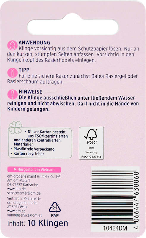 Balea lames de rasoir Purity 10 pièces