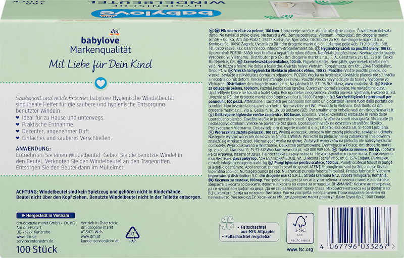 babylove Sacs à couches parfumés 100 pcs