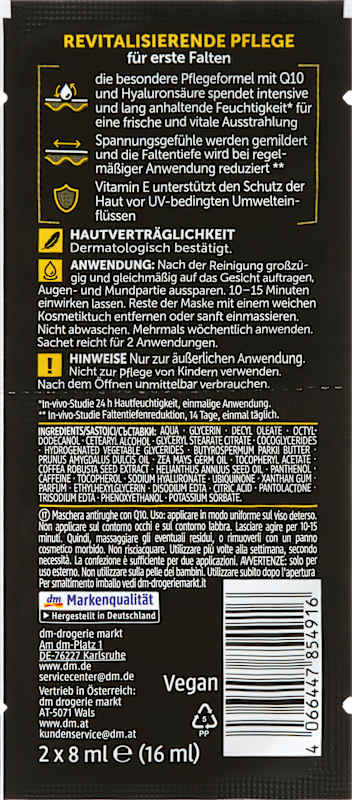 Balea MEN Masque visage Q10 anti-rides (2x8 ml) 16 ml