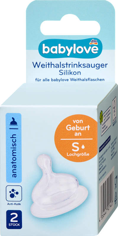 babylove Tétine col large silicone anatomique taille S dès la naissance 2 pièces
