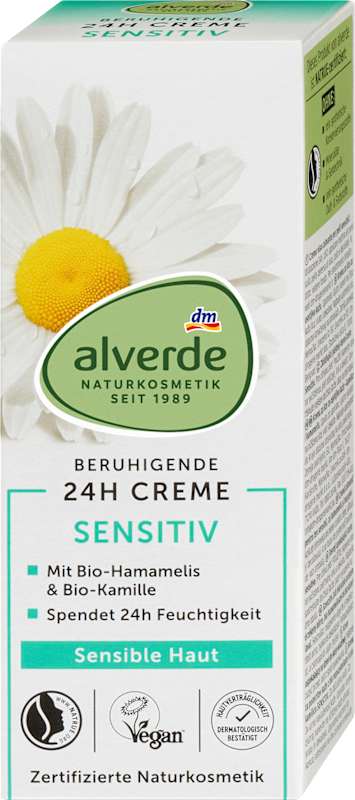 alverde NATURKOSMETIK Crème visage Sensitiv 24h, 50 ml