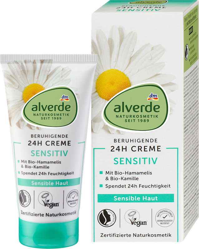alverde NATURKOSMETIK Crème visage Sensitiv 24h, 50 ml