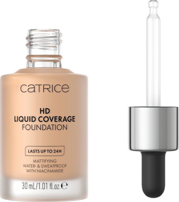 Catrice Fond de teint Liquid HD Coverage 40 Warm Beige, 30 ml — produit allemand authentique au Maroc