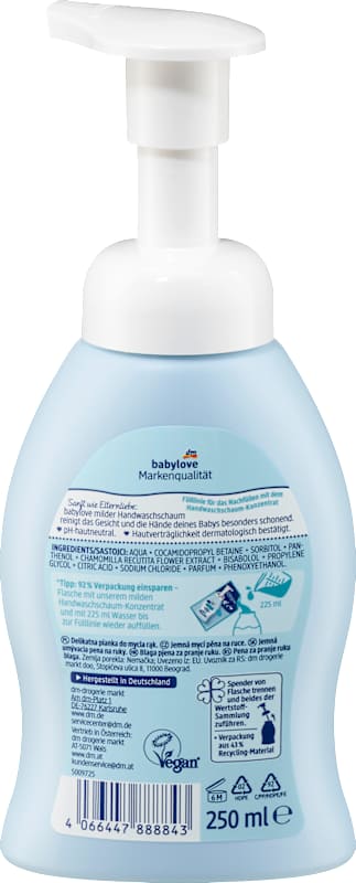 babylove Mousse lavante mains douce sensitive 250 ml