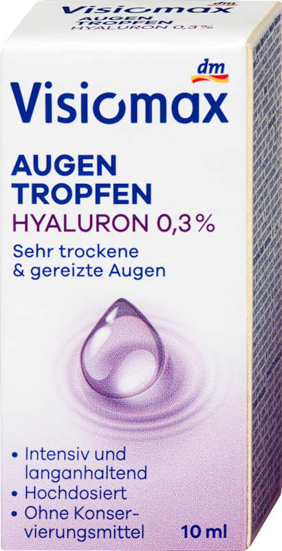 Visiomax Gouttes oculaires 0,3% acide hyaluronique sans conservateurs 10 ml