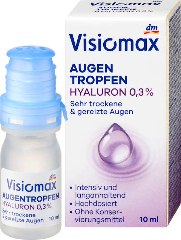 Visiomax Gouttes oculaires 0,3% acide hyaluronique sans conservateurs 10 ml