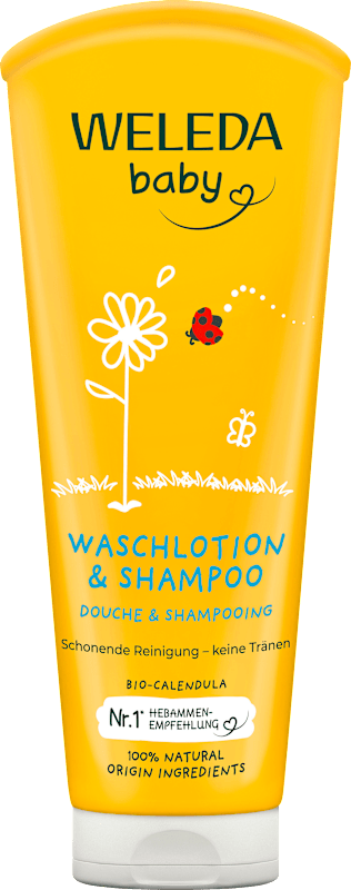 Weleda Baby Waschlotion & Shampoo Calendula, 200 ml — produit allemand authentique au Maroc