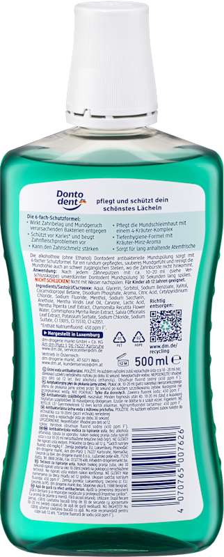 Dontodent Bain de bouche antibactérien, 500 ml