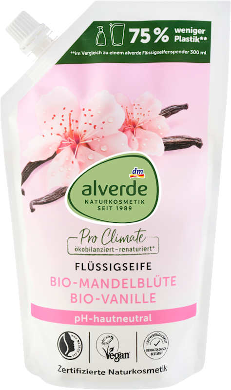 alverde NATURKOSMETIK Savon liquide fleur d'amandier & vanille recharge 500 ml