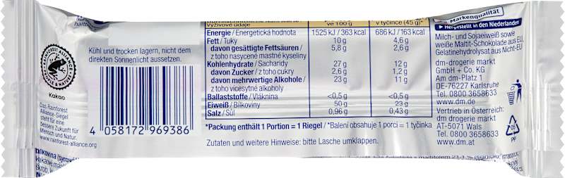Sportness barre protéinée 50% chocolat blanc croustillant, 45 g