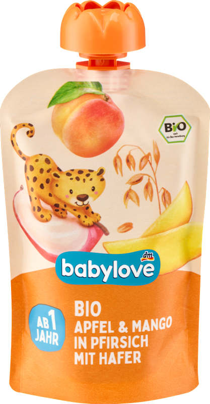 babylove gourde pomme mangue pêche avoine dès 1 an, 100 g