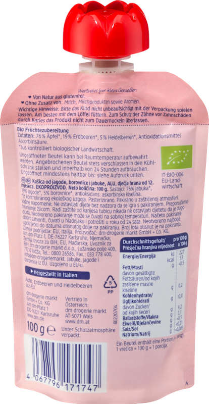babylove gourde fraise & myrtille dans pomme dès 1 an 100 g
