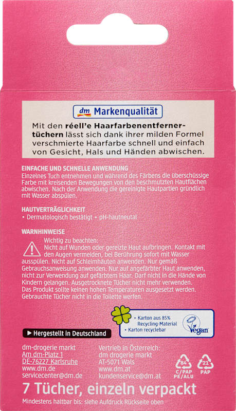 réell‘e Lingettes anti-taches de coloration, 7 pièces