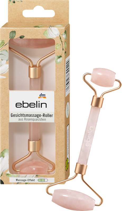 ebelin Rouleau de massage visage en quartz rose