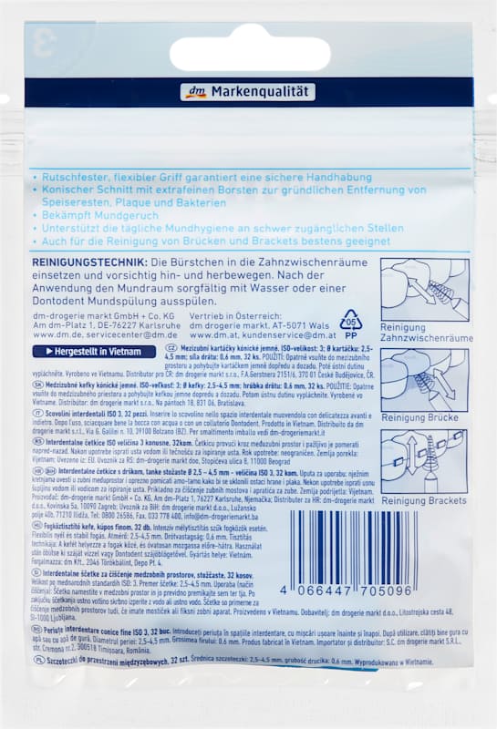 Dontodent Brossettes interdentaires bleu 0,6 mm ISO 3, 32 pièces
