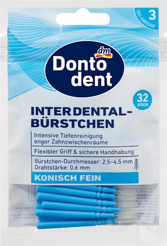 Dontodent Brossettes interdentaires bleu 0,6 mm ISO 3, 32 pièces