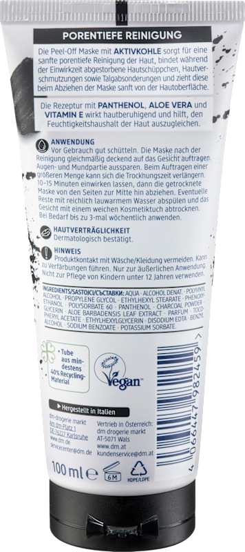 Balea Masque visage peel-off charbon actif 100 ml