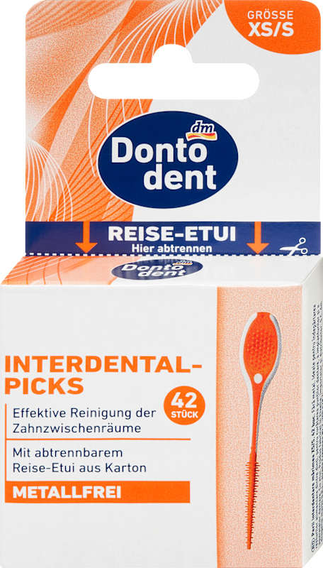 Dontodent bâtonnets interdentaires orange sans métal XS/S, 42 pièces
