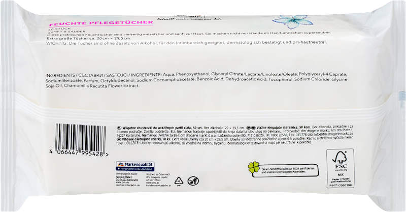 ebelin Lingettes de soin humides, 50 pièces