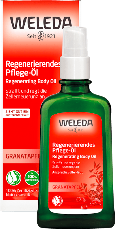 Weleda Huile corporelle Granatapfel-Regenerations-Öl, 100 ml — produit allemand authentique au Maroc