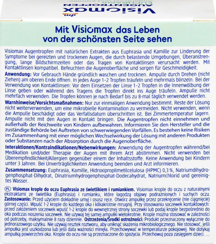 Visiomax Euphrasia gouttes pour les yeux 6 ml