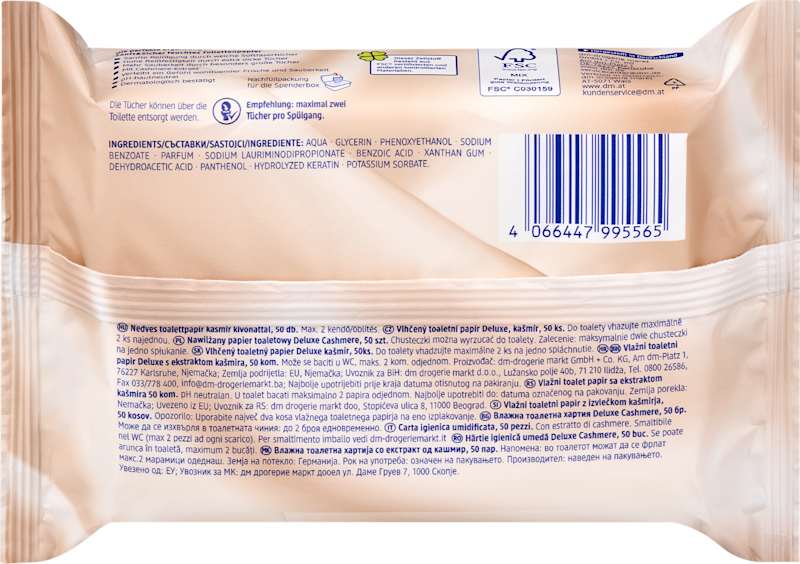 Sanft&Sicher Papier toilette humide Deluxe Cashmere 50 pièces