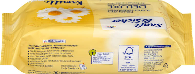 Sanft&Sicher papier toilette humide Deluxe camomille 50 pièces