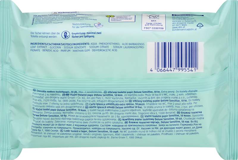 Sanft&Sicher papier toilette humide Deluxe Sensitive 50 pièces