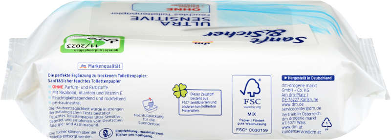 Sanft&Sicher Papier toilette humide ultra sensible 100 pcs
