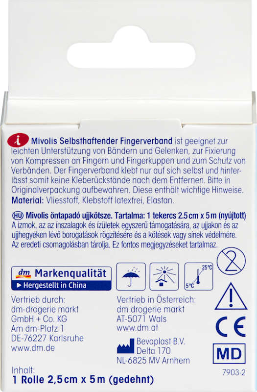 Mivolis Bandage doigt auto-adhésif 2,5 cm x 5 m 1 rouleau 1 pièce