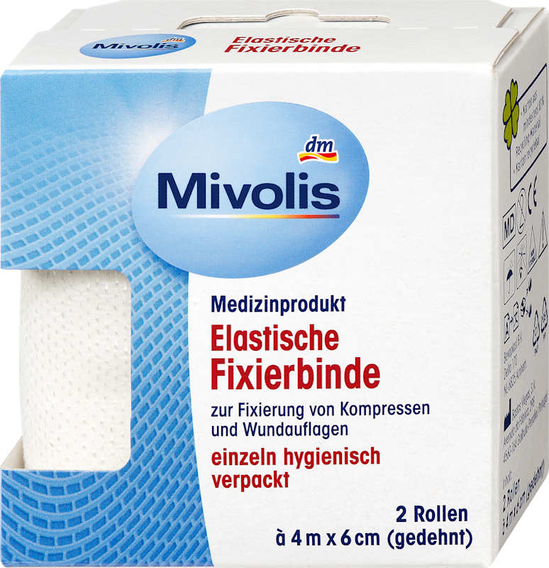 Mivolis Bandes de fixation élastiques 6 cm x 4 m 2 rouleaux 8 m