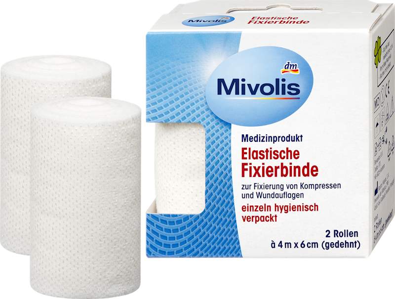 Mivolis Bandes de fixation élastiques 6 cm x 4 m 2 rouleaux 8 m