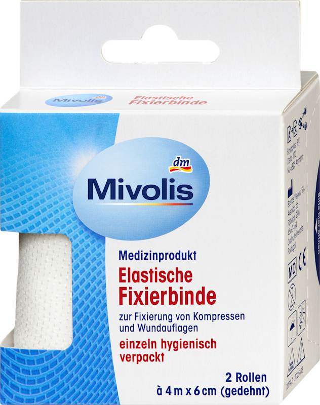 Mivolis Bandes de fixation élastiques 6 cm x 4 m 2 rouleaux 8 m
