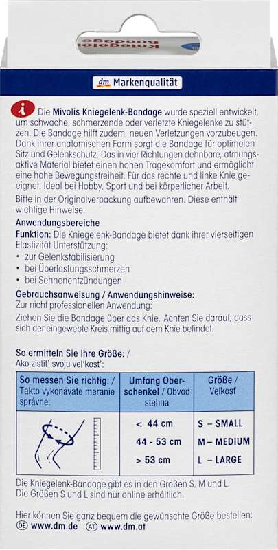 Mivolis bandage genou S, 1 pc