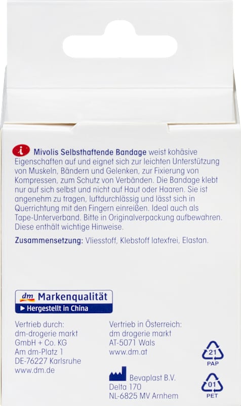 Mivolis Bandage auto-adhésif 6 cm x 5 m 1 rouleau