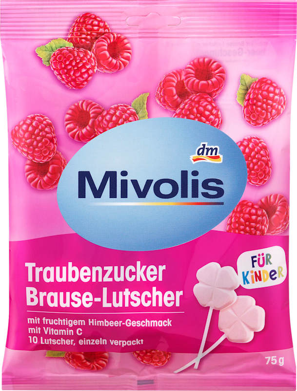 Mivolis Glucose sucette pétillante framboise pour enfants 75 g