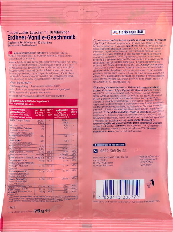 Mivolis sucre de raisin sucette fraise-vanille enfants 75 g