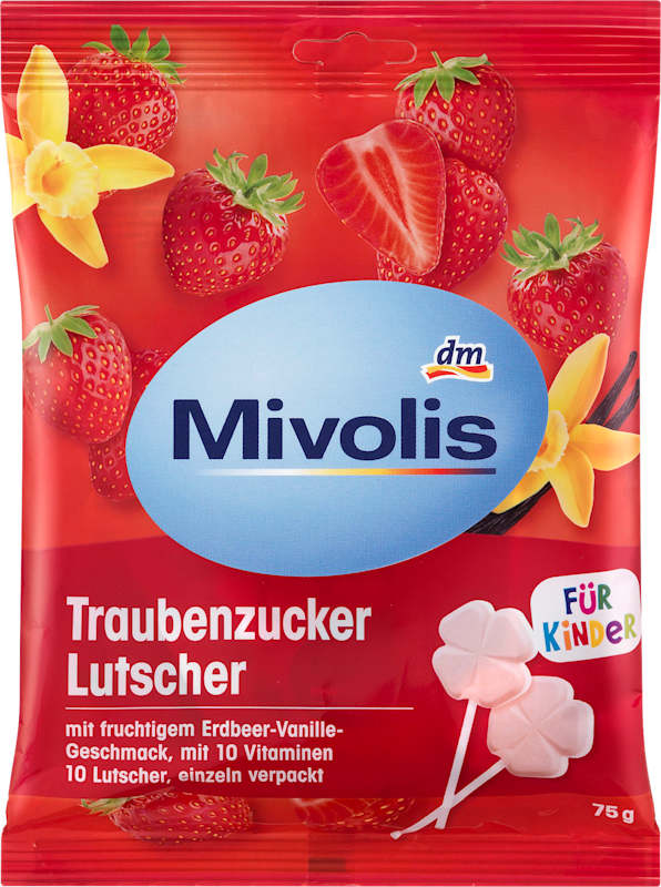 Mivolis sucre de raisin sucette fraise-vanille enfants 75 g
