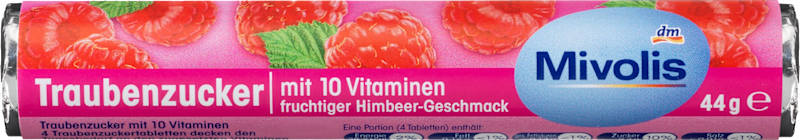 Mivolis glucose framboise avec 10 vitamines 44 g