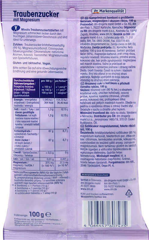 Mivolis dextrose cassis avec magnésium 100 g