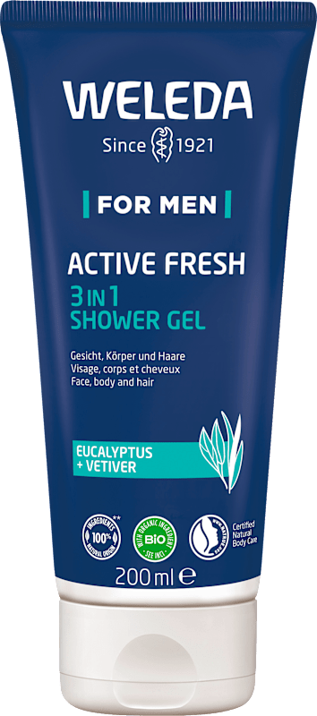Weleda Gel douche MEN Aktiv, 200 ml — produit allemand authentique au Maroc