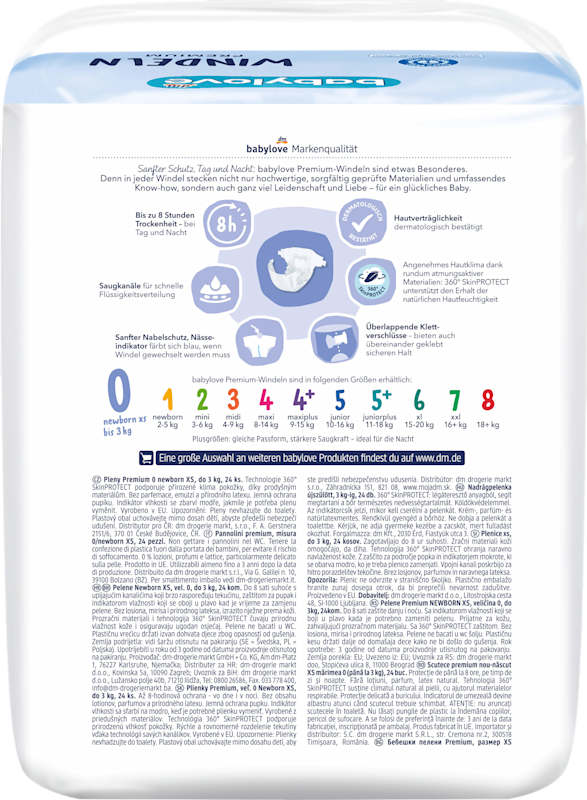 babylove Couches Premium Newborn XS T0 (jusqu'à 3 kg), 24 pièces