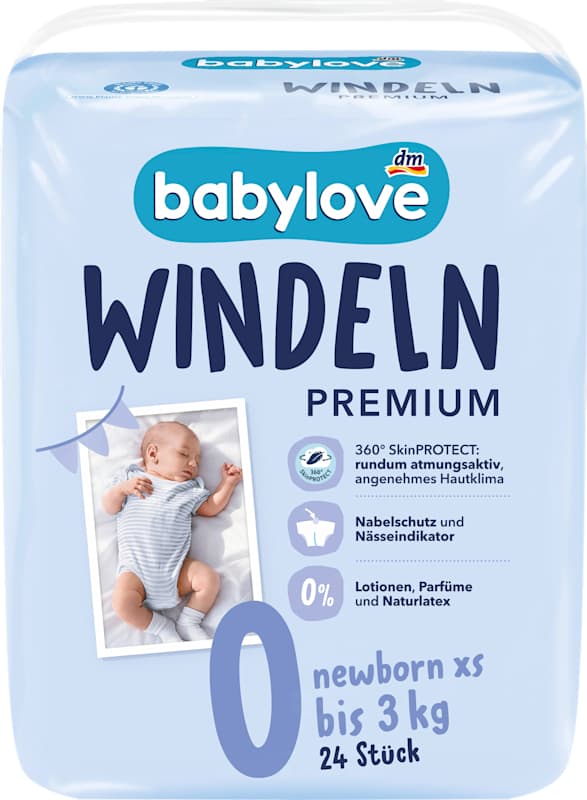 babylove Couches Premium Newborn XS T0 (jusqu'à 3 kg), 24 pièces