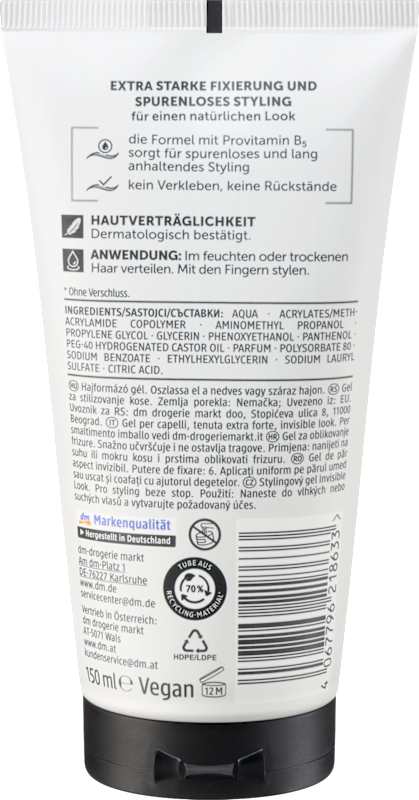 Balea MEN Gel cheveux Invisible Look 150 ml