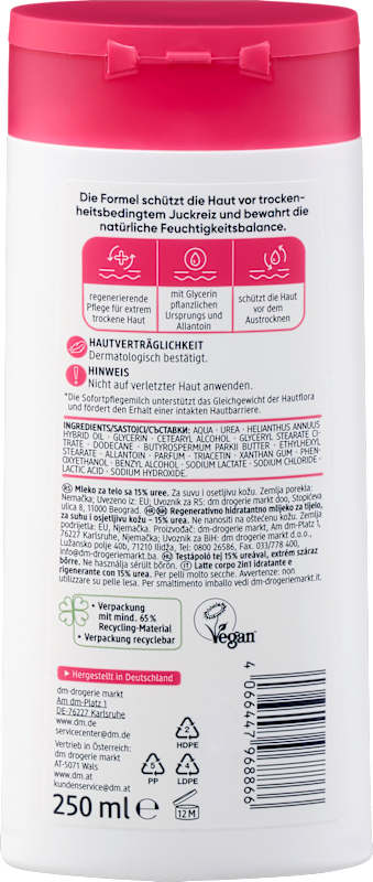 Balea med Lait de soin immédiat 15% urée 2en1 250 ml