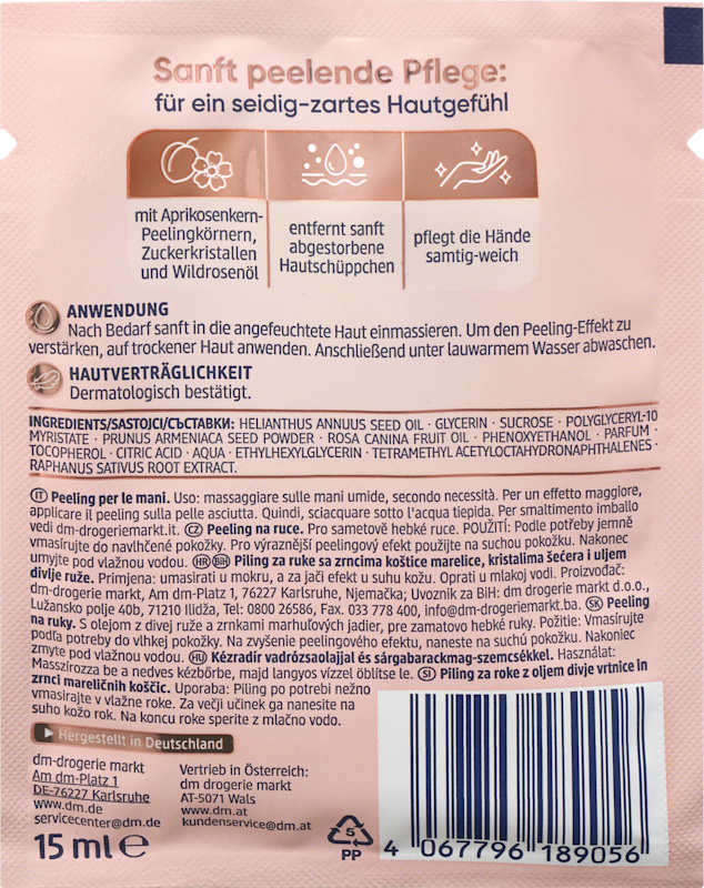 Balea gommage mains rose sauvage & abricot 15 ml