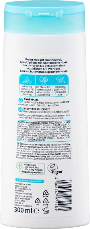 Balea med Shampooing pH 5,5 neutre pour la peau, 300 ml