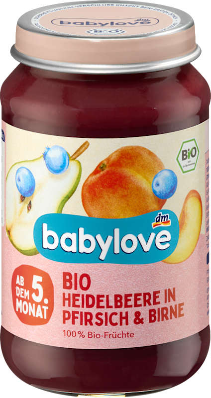 babylove Fruits Myrtille et Pêche dans Poire dès le 5e mois, 190 g